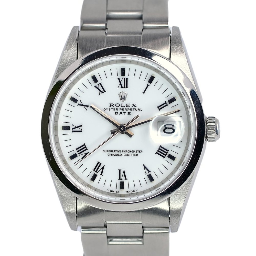 Rolex Date 15200 Unisex Ss Watch White IndexRoman Dial Smooth Oyster Yr1996